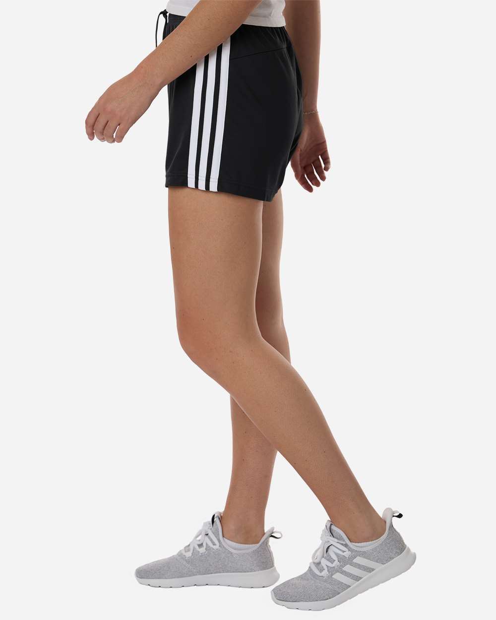Black/ White Women's 3-Stripes 3" Shorts - AT301 plain