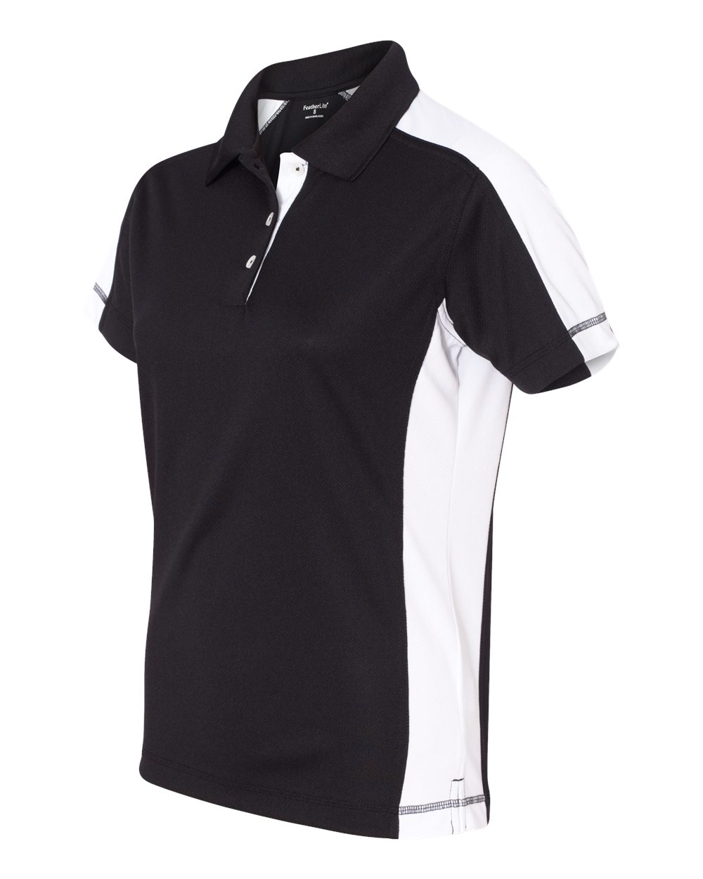 Black/ White Women&#39;s Colorblocked Moisture Free Mesh Polo - 5465