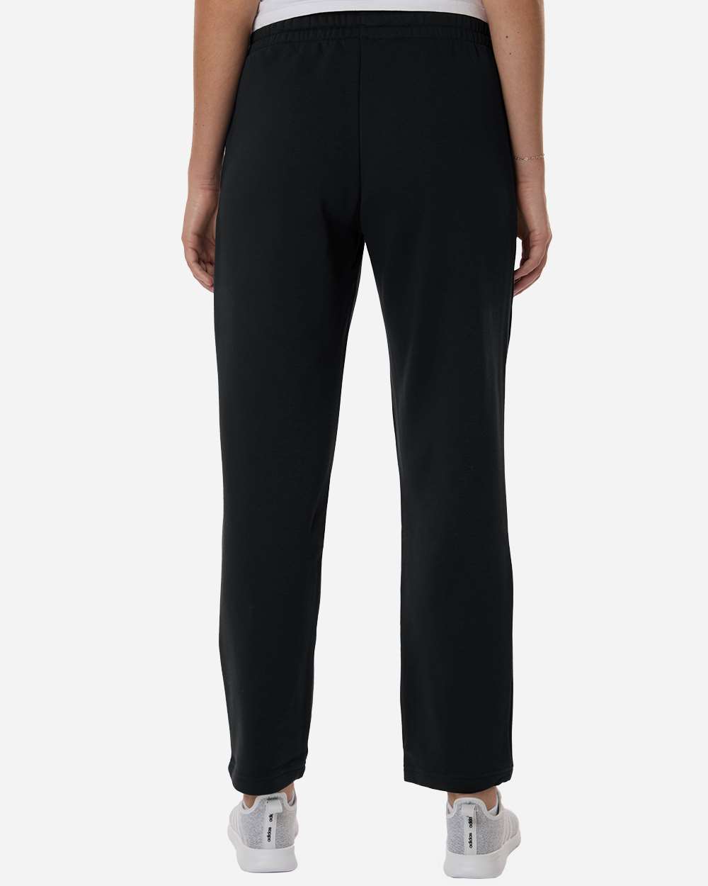 Black/ White Women's Fleece Sweatpants - AT216 plain