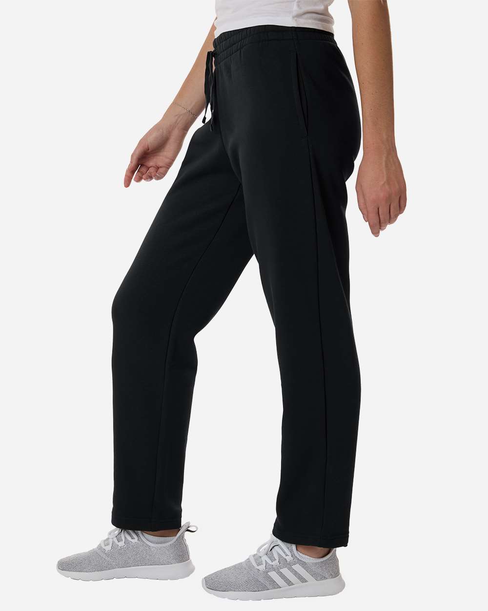 Black/ White Women's Fleece Sweatpants - AT216