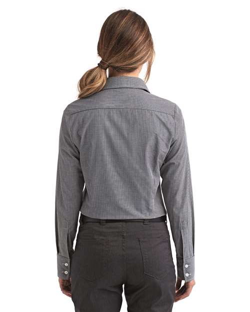 Black/ White Women&#39;s Microcheck Gingham Cotton Shirt - RP320
