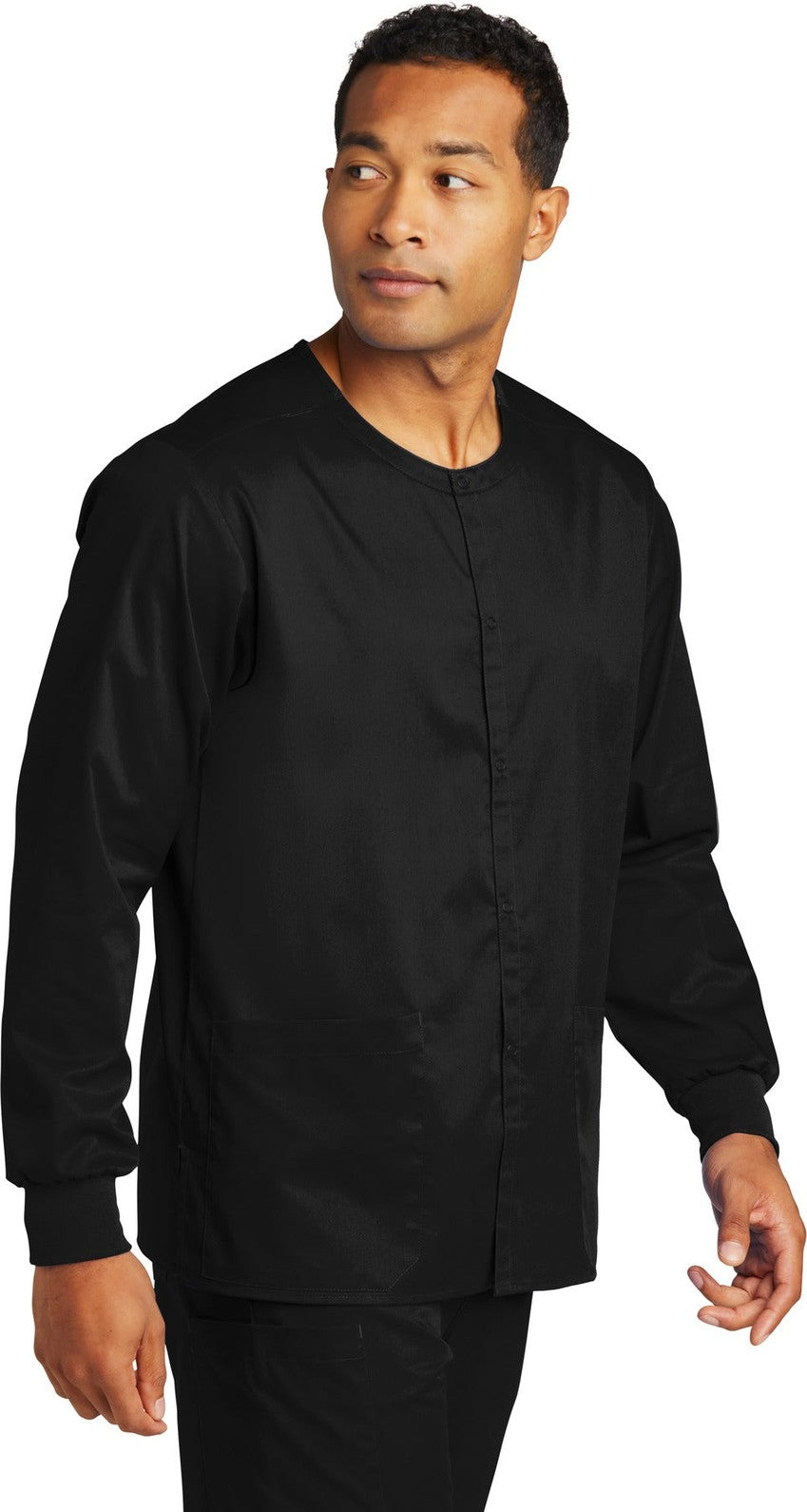 Black Wink Unisex WorkFlex Snap-Front Scrub Jacket WW3080