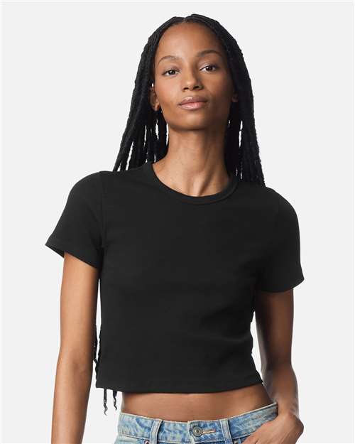Black Women's Baby Rib Cropped Tee - BR210