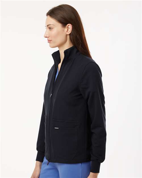 Black Women&#39;s Ceri Essential Full-Zip 6-Pocket Scrub Jacket - W60001