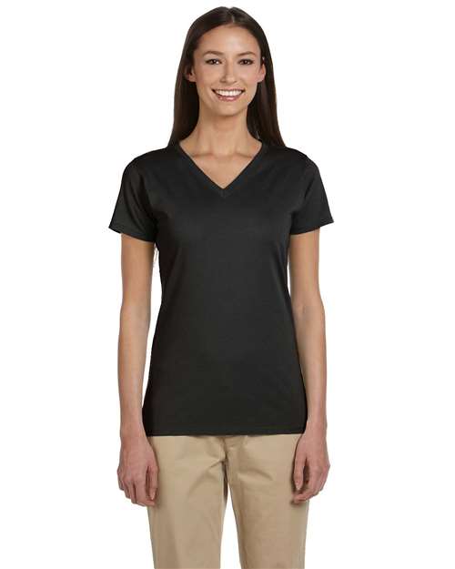 Black Women's Classic V-Neck T-Shirt - EC3052 plain