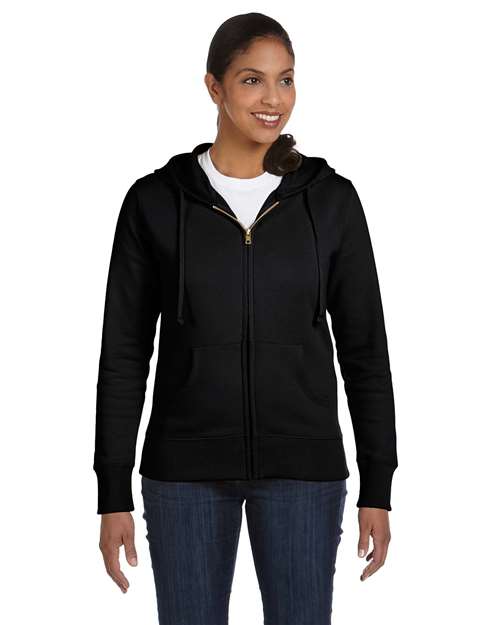 Black Women's Full-Zip Hooded Sweatshirt - EC4501 plain