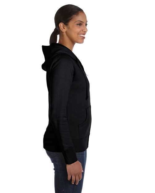 Black Women's Full-Zip Hooded Sweatshirt - EC4501 plain