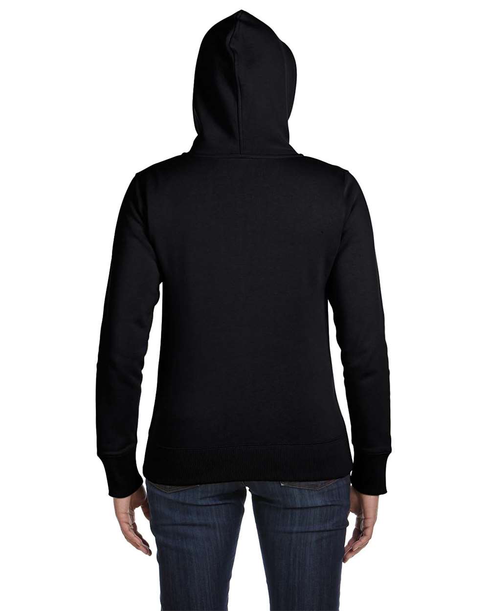Black Women's Full-Zip Hooded Sweatshirt - EC4501 plain
