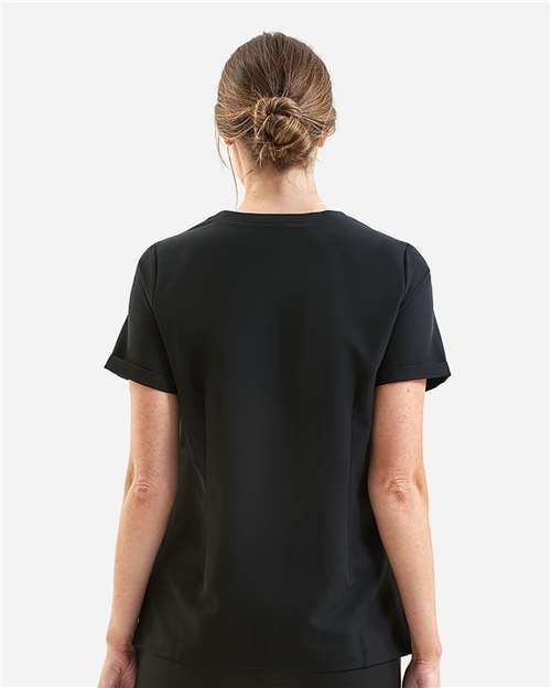 Black Women's Invincible V-Neck Stretch Scrub Top - NN310