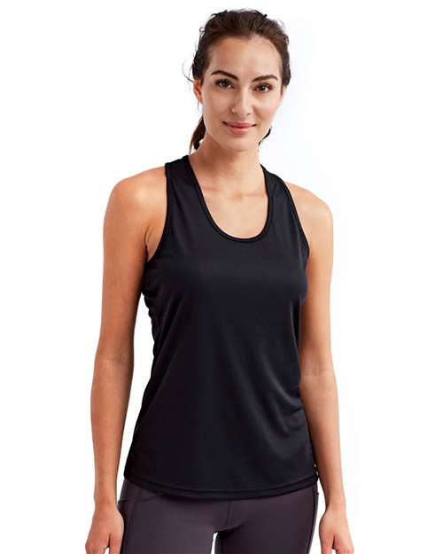 Front View of Black Women's Knot Back Venus Tank - TD042