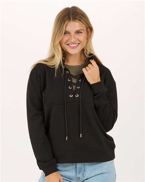 Black Women&#39;s Lace Up Pullover - BW5401