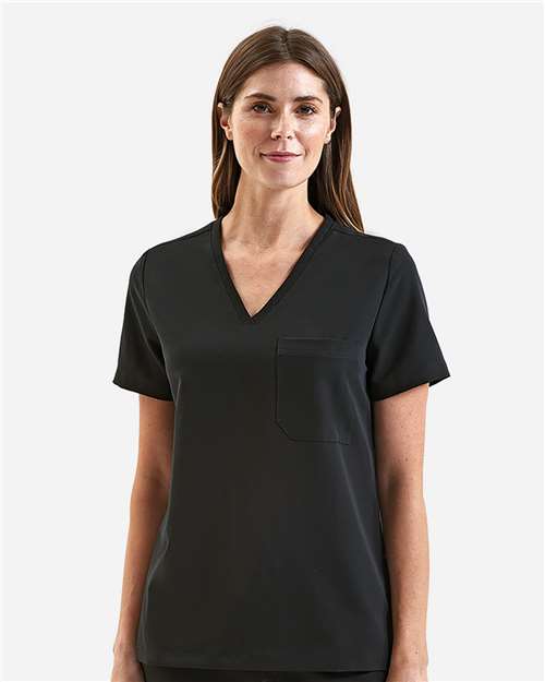 Black Women's Limitless V-Neck Stretch Scrub Top - NN300