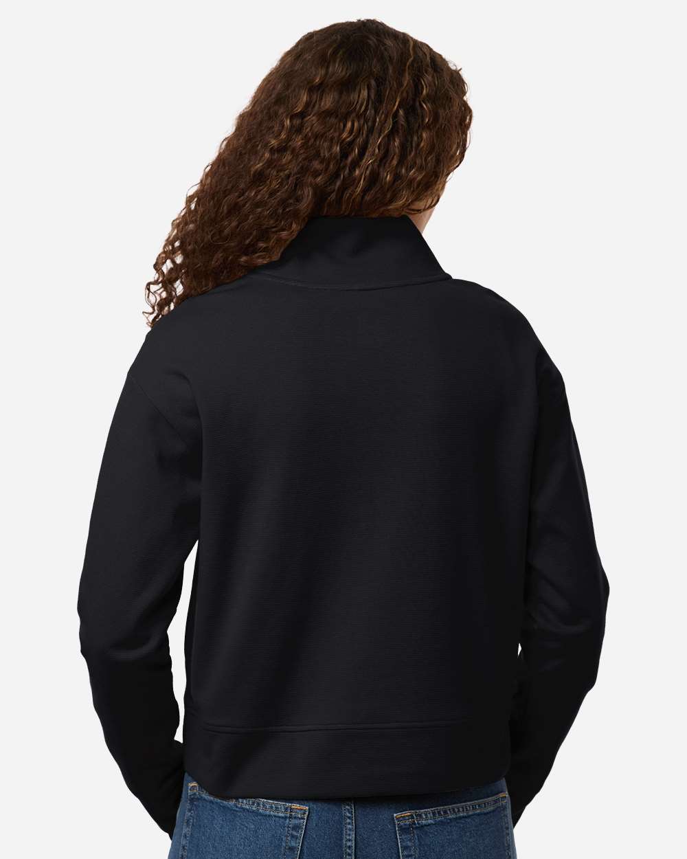 Black Women's Mantra Half-Zip Ottoman Pullover - NE220W plain