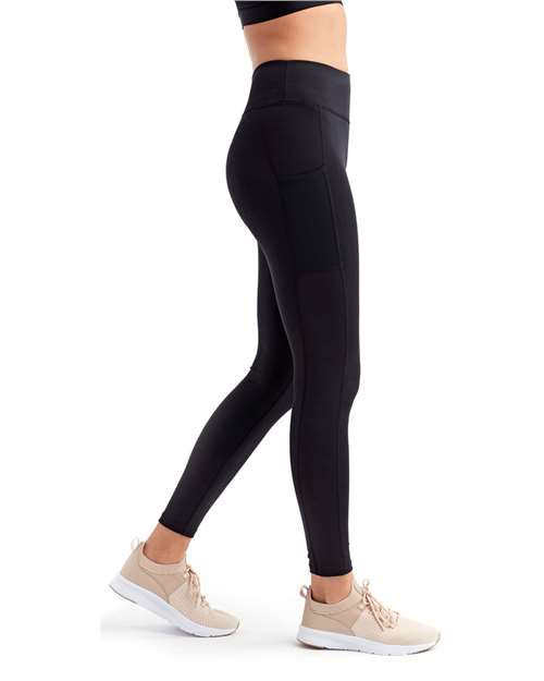 Black Women&#39;s Mesh Pocket Danica Leggings - TD304