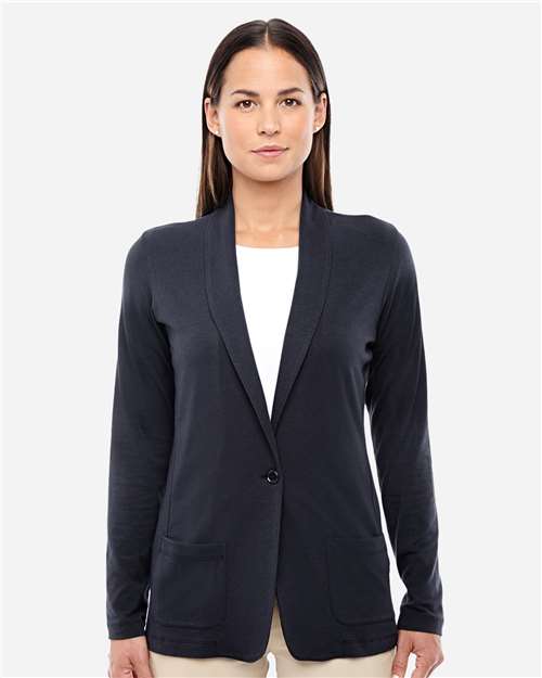 Front View of Black Women's Perfect Fit™ Shawl Collar Cardigan - DP462W