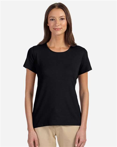 Front View of Black Women's Perfect Fit™ Shell T-Shirt - DP182W