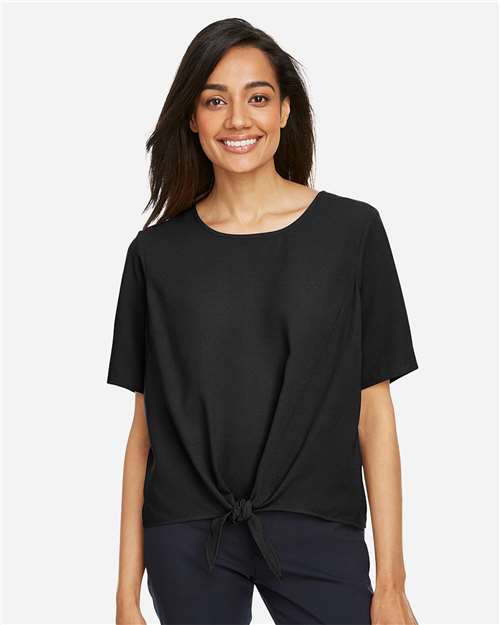 Black Women&#39;s Perfect Fit™ Tie Front Blouse - DP617W