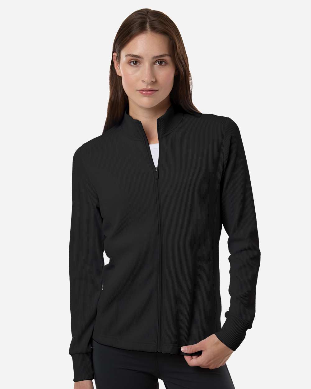 Black Women's Performance Textured Full-Zip Jacket - A1015 plain