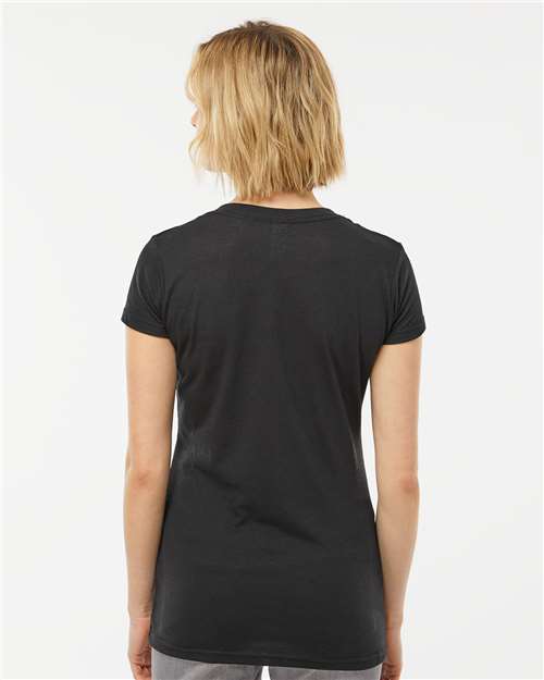Black Women&#39;s Poly-Rich V-Neck T-Shirt - 244