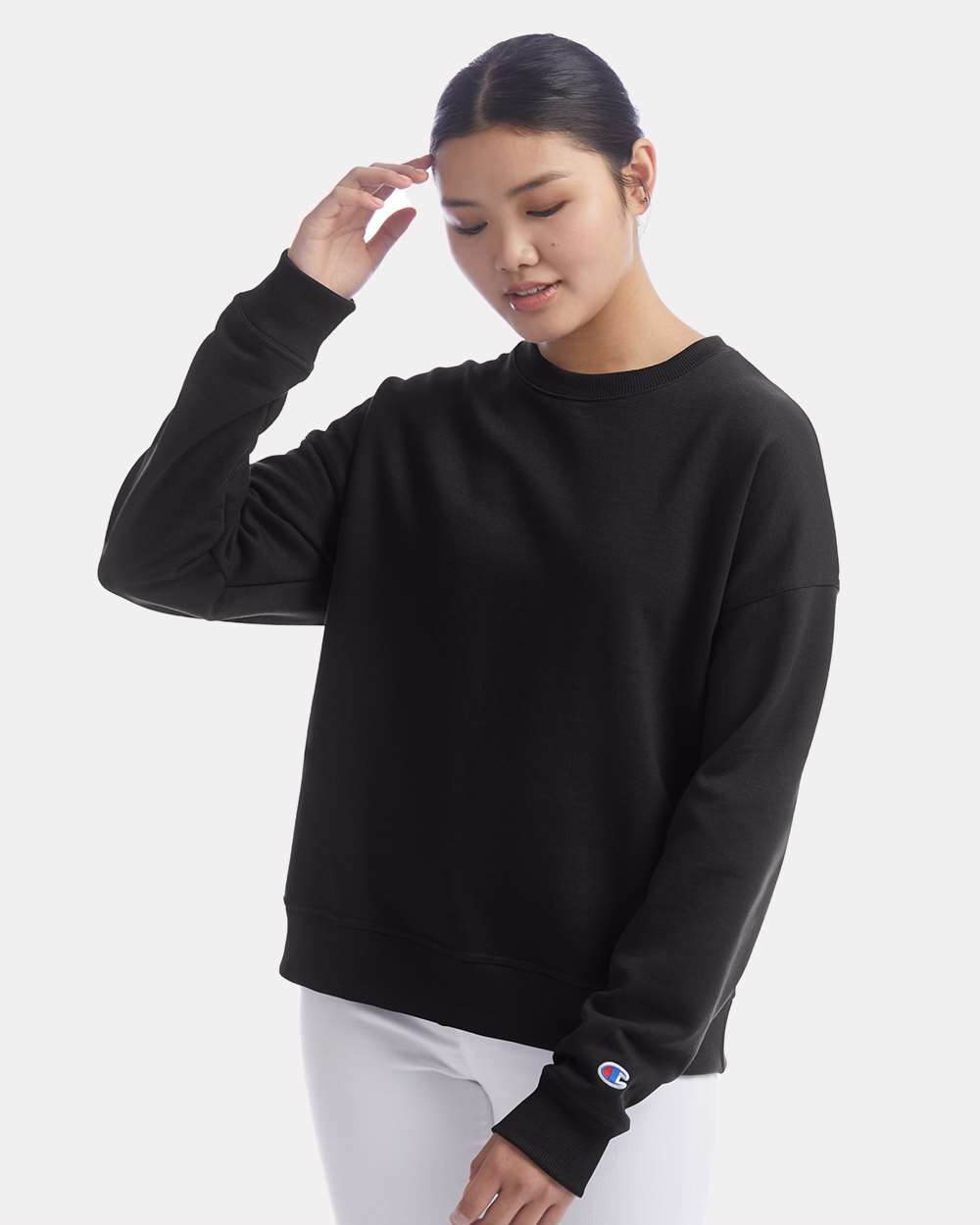 Black Women's Powerblend® Crewneck Sweatshirt - SL650 plain