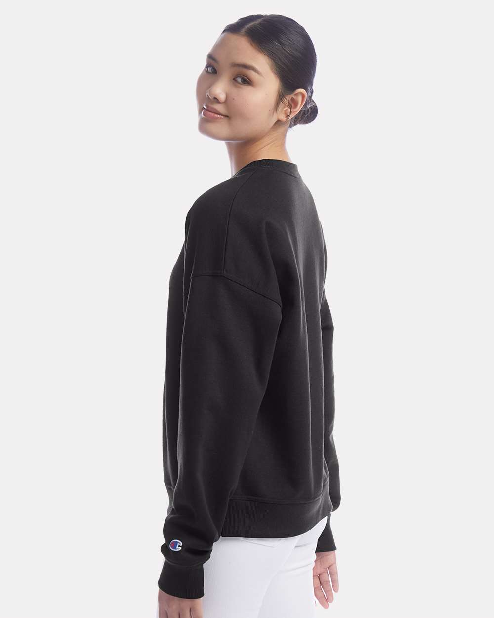 Black Women's Powerblend® Crewneck Sweatshirt - SL650 plain