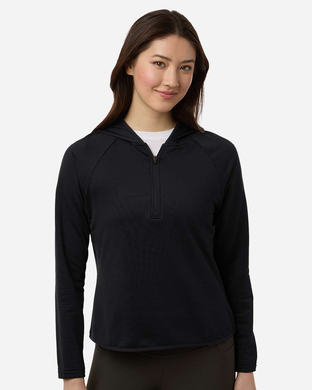 Black Women's Qualify Quarter-Zip Hooded Pullover - TT200W plain