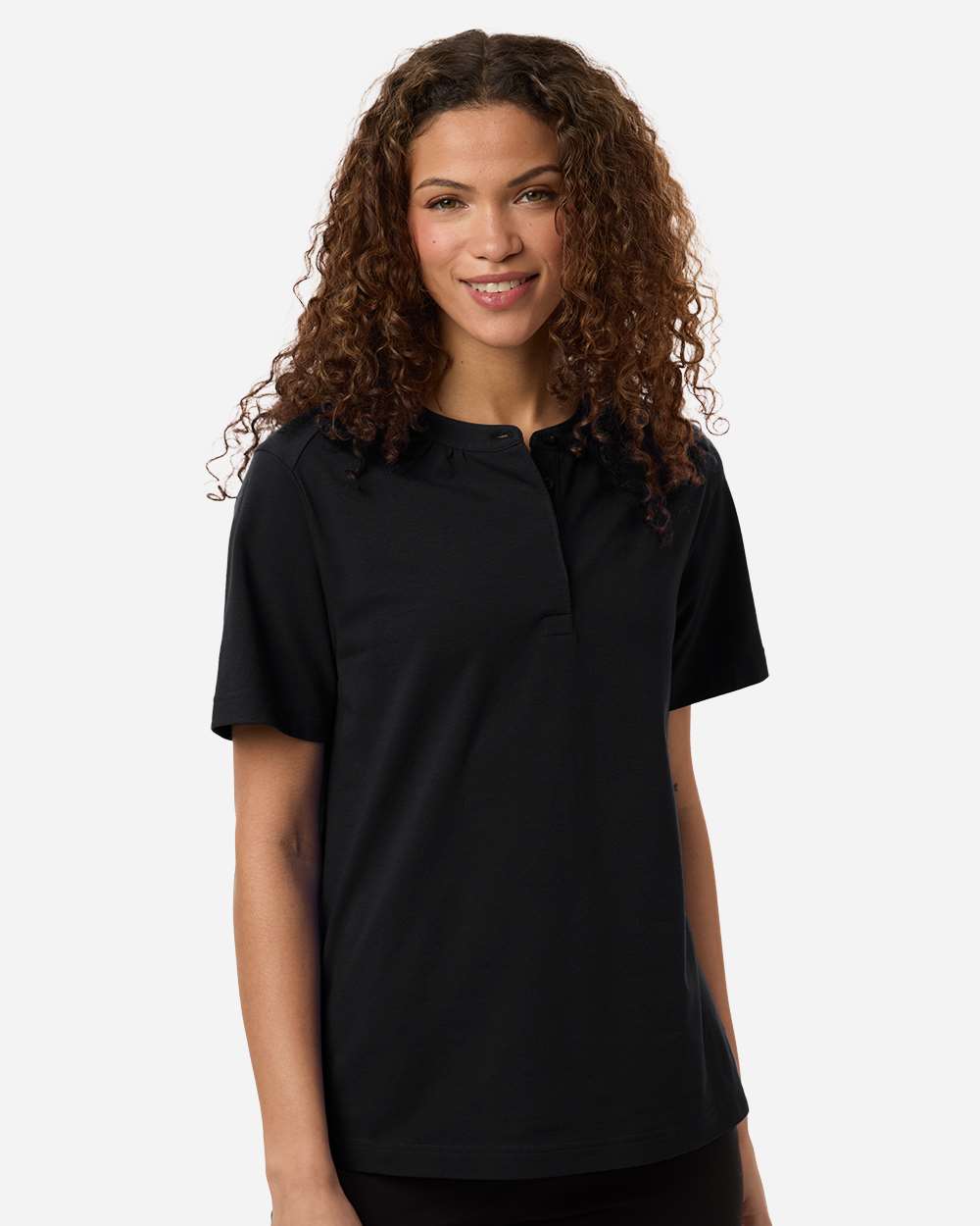 Black Women's Seaton Pebble Textured Polo - DG102W plain