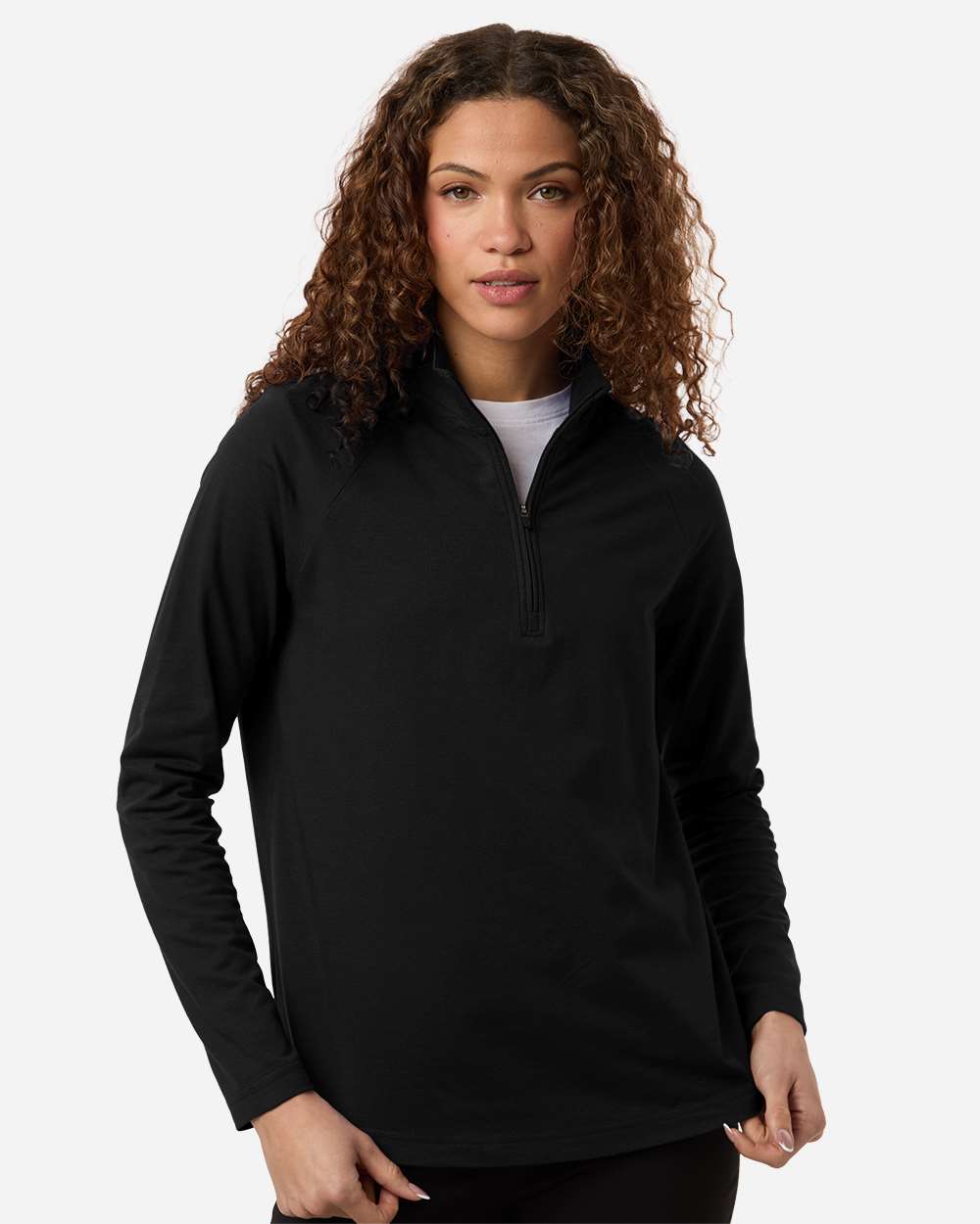 Black Women's Seaton Pebble Textured Quarter-Zip Pullover - DG402W plain