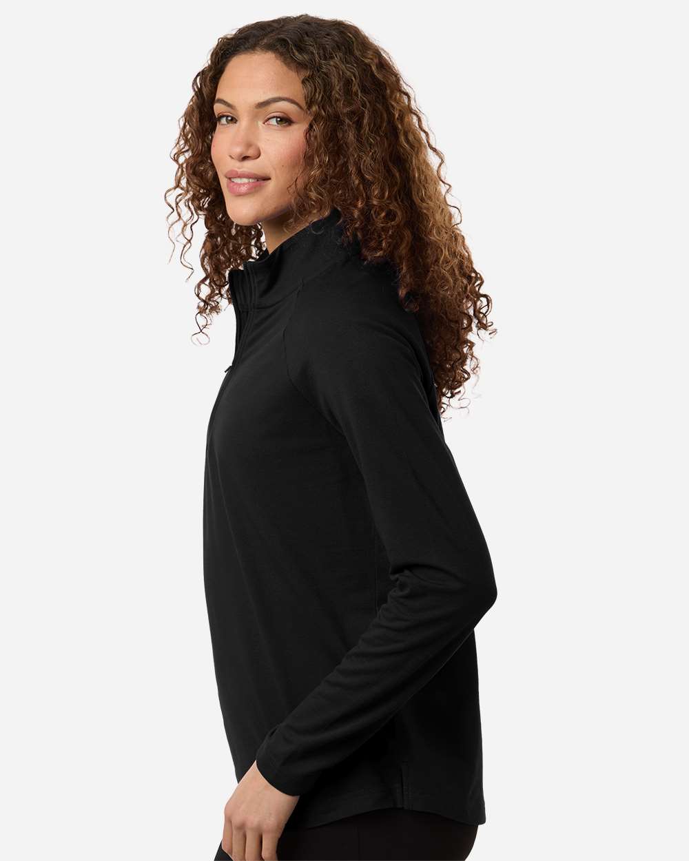Black Women's Seaton Pebble Textured Quarter-Zip Pullover - DG402W plain