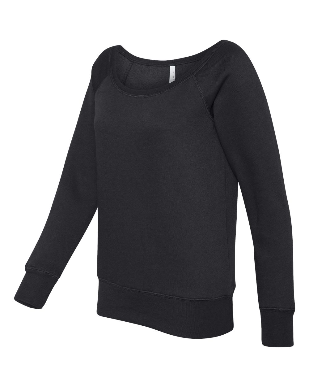 Black Women’s Sponge Fleece Wide Neck Sweatshirt - 7501