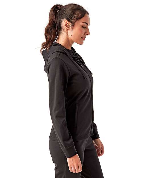 Black Womens Spun Dyed Full-Zip Hooded Sweatshirt - TD498