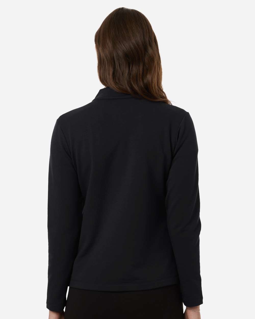 Black Women's Stretch Quarter-Zip Fleece Pullover - STF870L plain