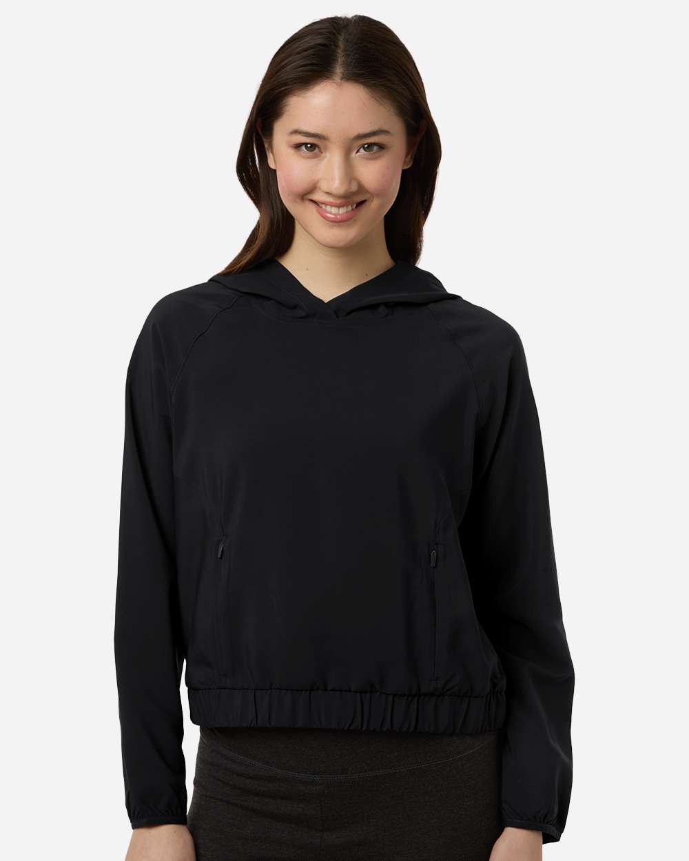 Black Women's UltraUVP Shoreline Long Sleeve Hooded Pullover - CE520LW plain