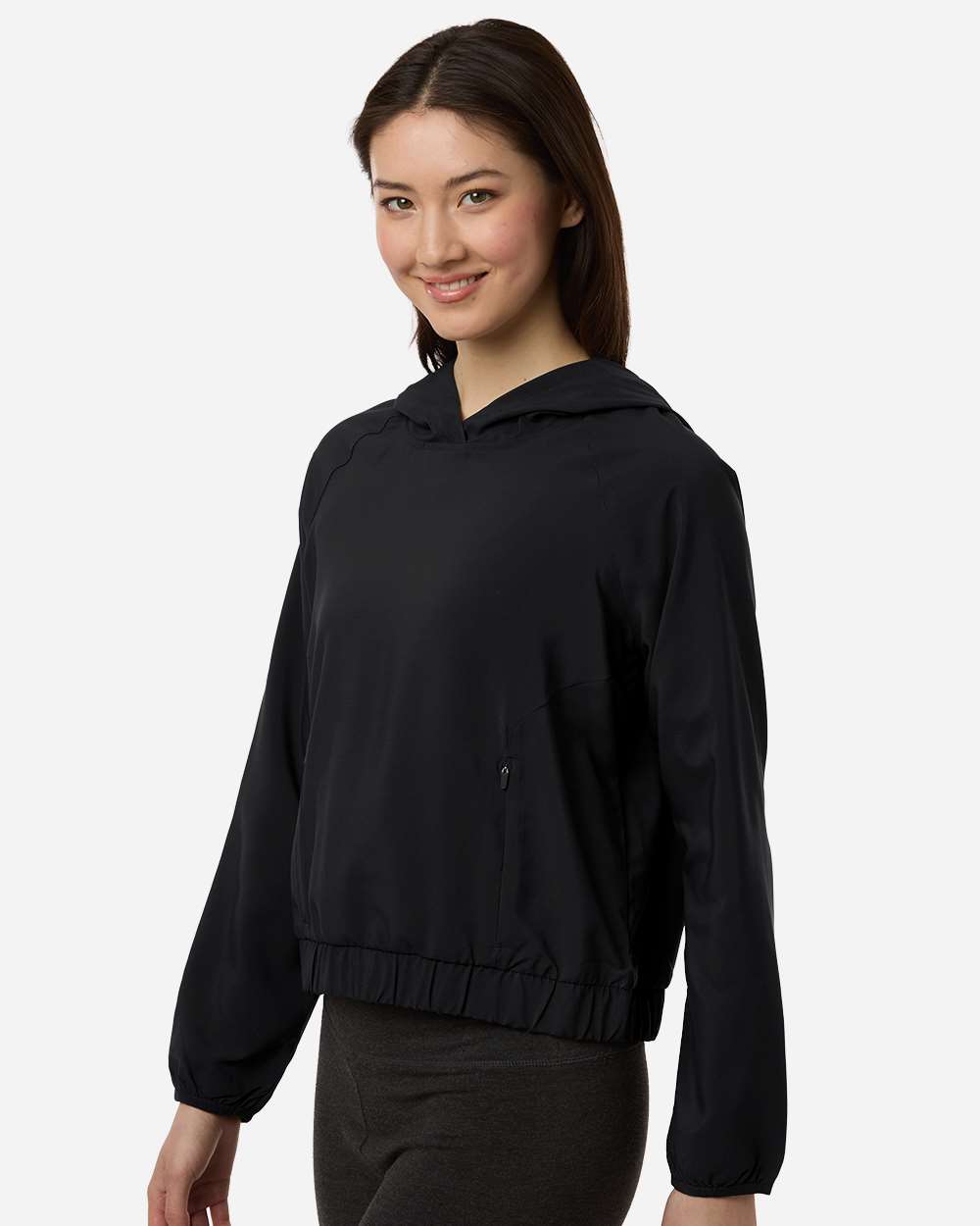 Black Women's UltraUVP Shoreline Long Sleeve Hooded Pullover - CE520LW plain