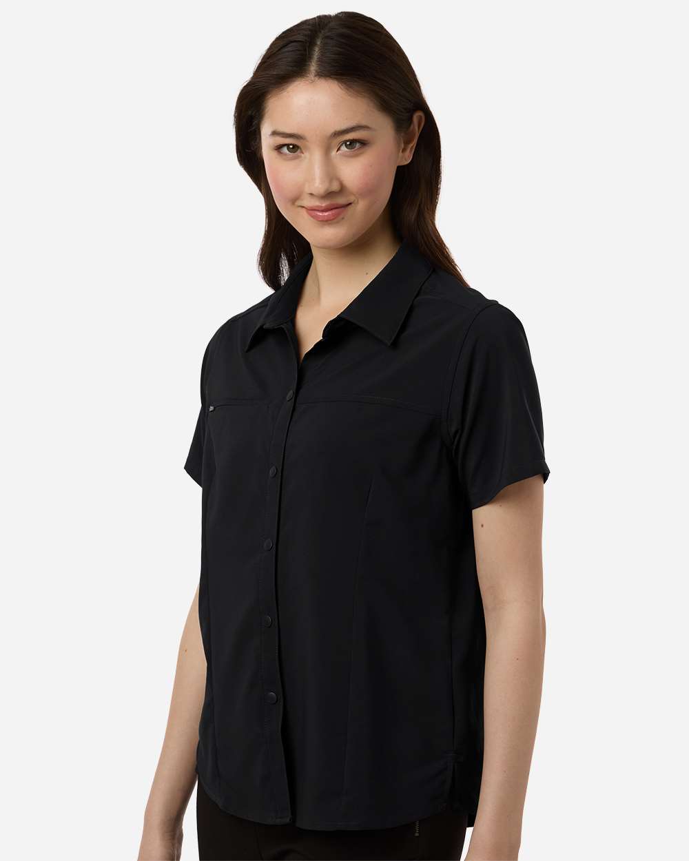 Black Women's UltraUVP Shoreline Short Sleeve Staff Shirt - CE520W plain