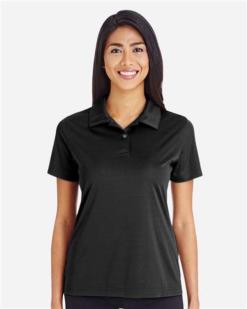 Front View of Black Women's Zone Performance Polo - TT51W