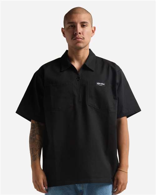 Black Work Heavyweight Quarter-Zip Short Sleeve Shirt - SHQZWS