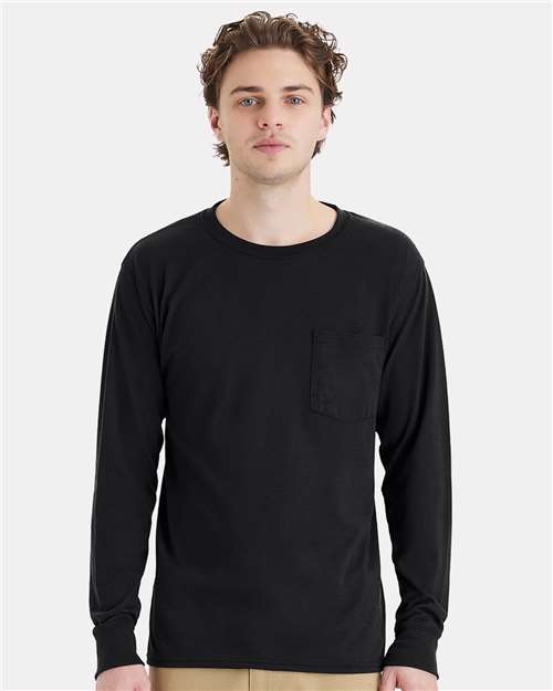 Black Workwear Long Sleeve Pocket T-Shirt - W120