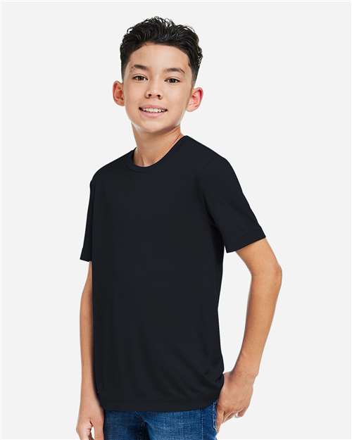 Left View of Black Youth Capital Performance T-Shirt - CE10Y