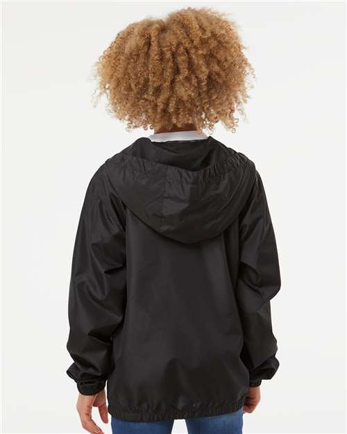 Black Youth Lightweight Windbreaker Full-Zip Jacket - EXP24YWZ