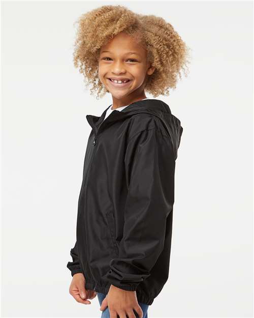 Black Youth Lightweight Windbreaker Full-Zip Jacket - EXP24YWZ