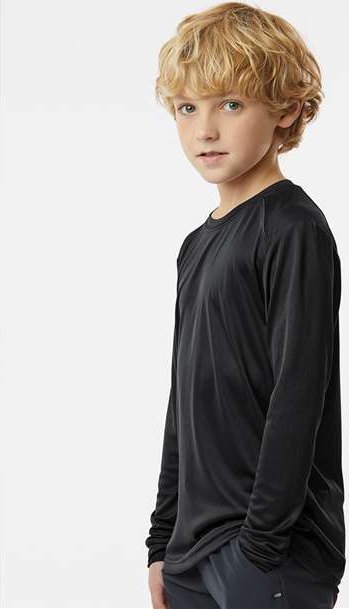 Black Youth Long Islander Performance Long Sleeve T-Shirt - 218Y