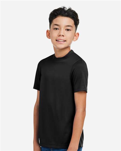 Left View of Black Youth Zone Performance Mesh T-Shirt - TT15Y