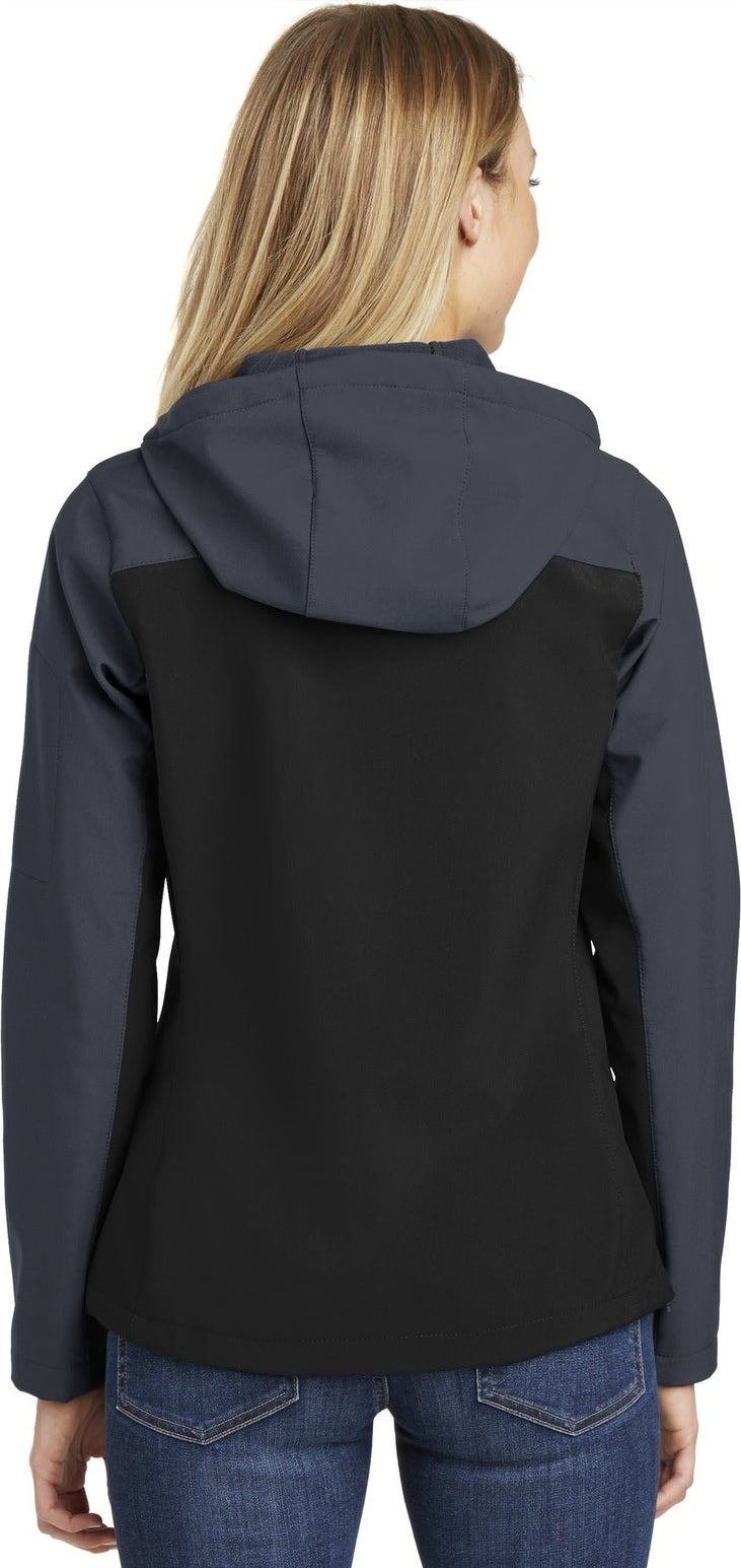 Black/Batl Gry Port Authority Women's Hooded Core Soft Shell Jacket. L335