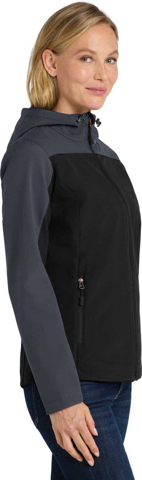Black/Batl Gry Port Authority Women's Hooded Core Soft Shell Jacket. L335
