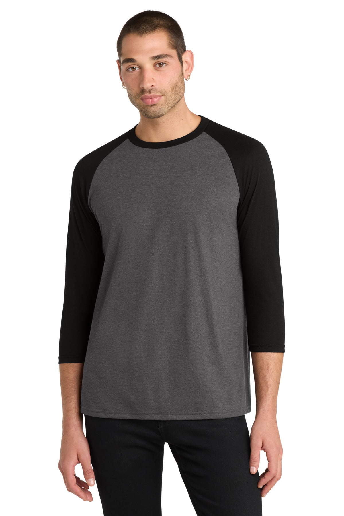 Black/Black Fr District Perfect Tri 3/4-Sleeve Raglan. DM136