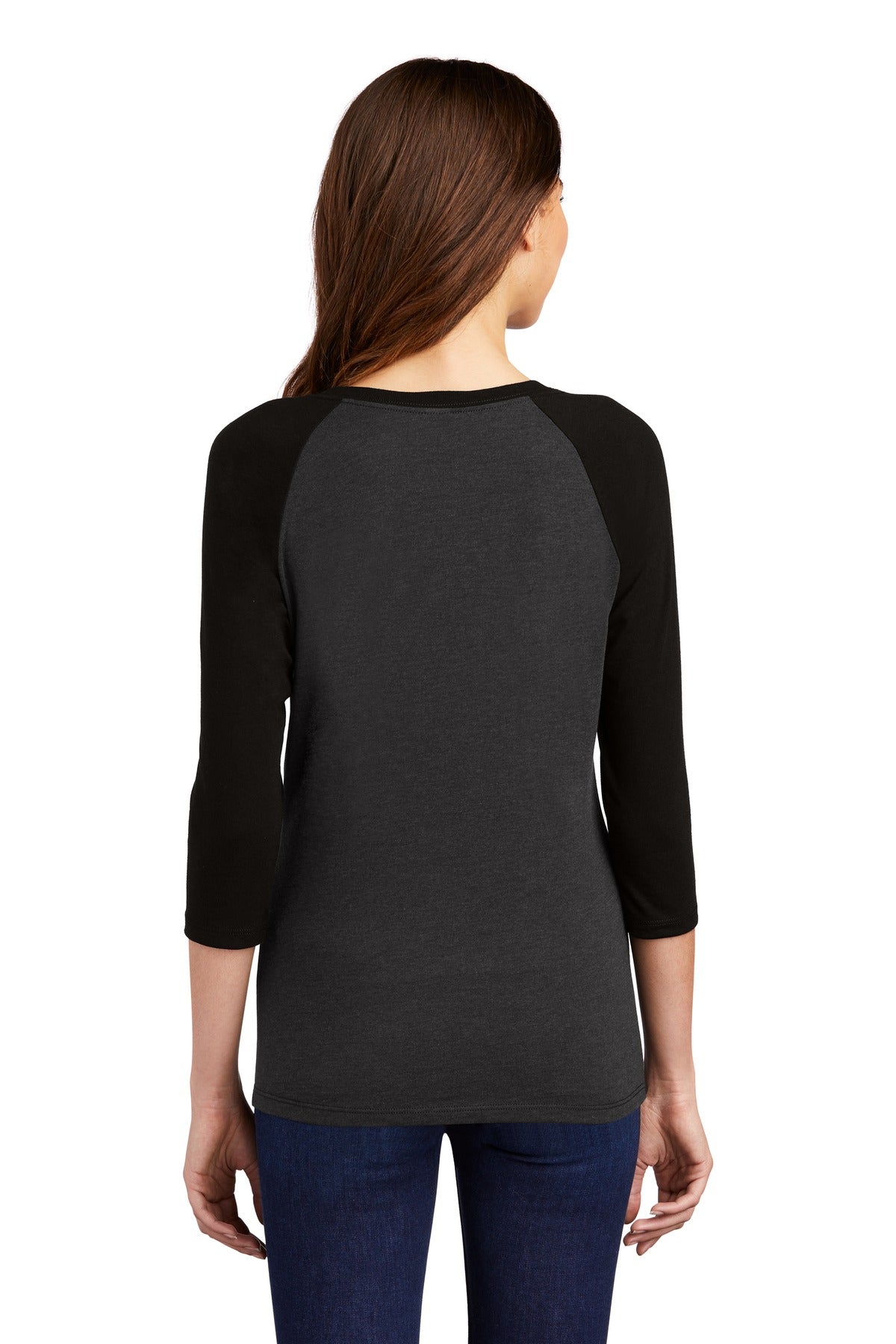 Black/Black Fr District Women's Perfect Tri 3/4-Sleeve Raglan. DM136L