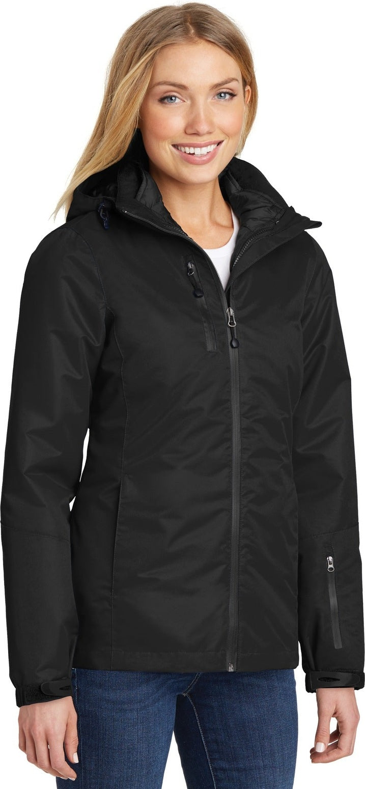 Black/Black Port Authority Women's Vortex Waterproof 3-in-1 Jacket. L332