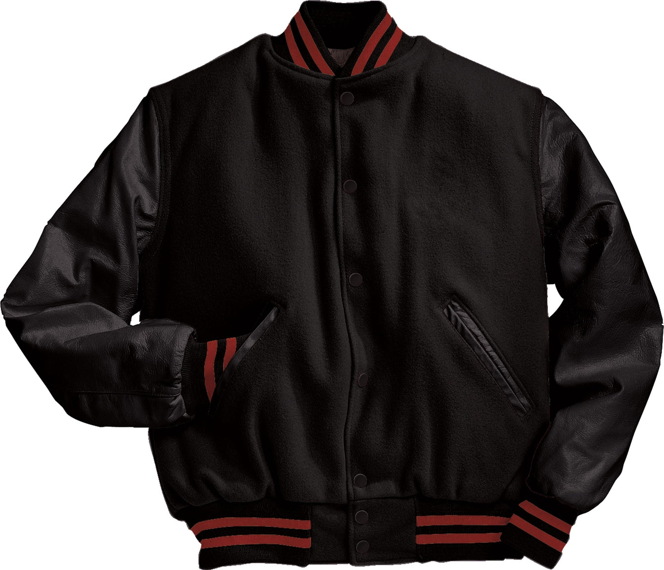 BLACK/BLACK/SCARLET VARSITY WOOL JACKET