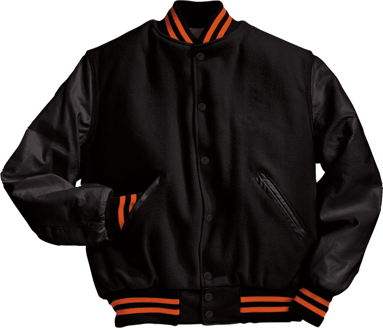 BLACK/BURNT ORANGE VARSITY WOOL JACKET